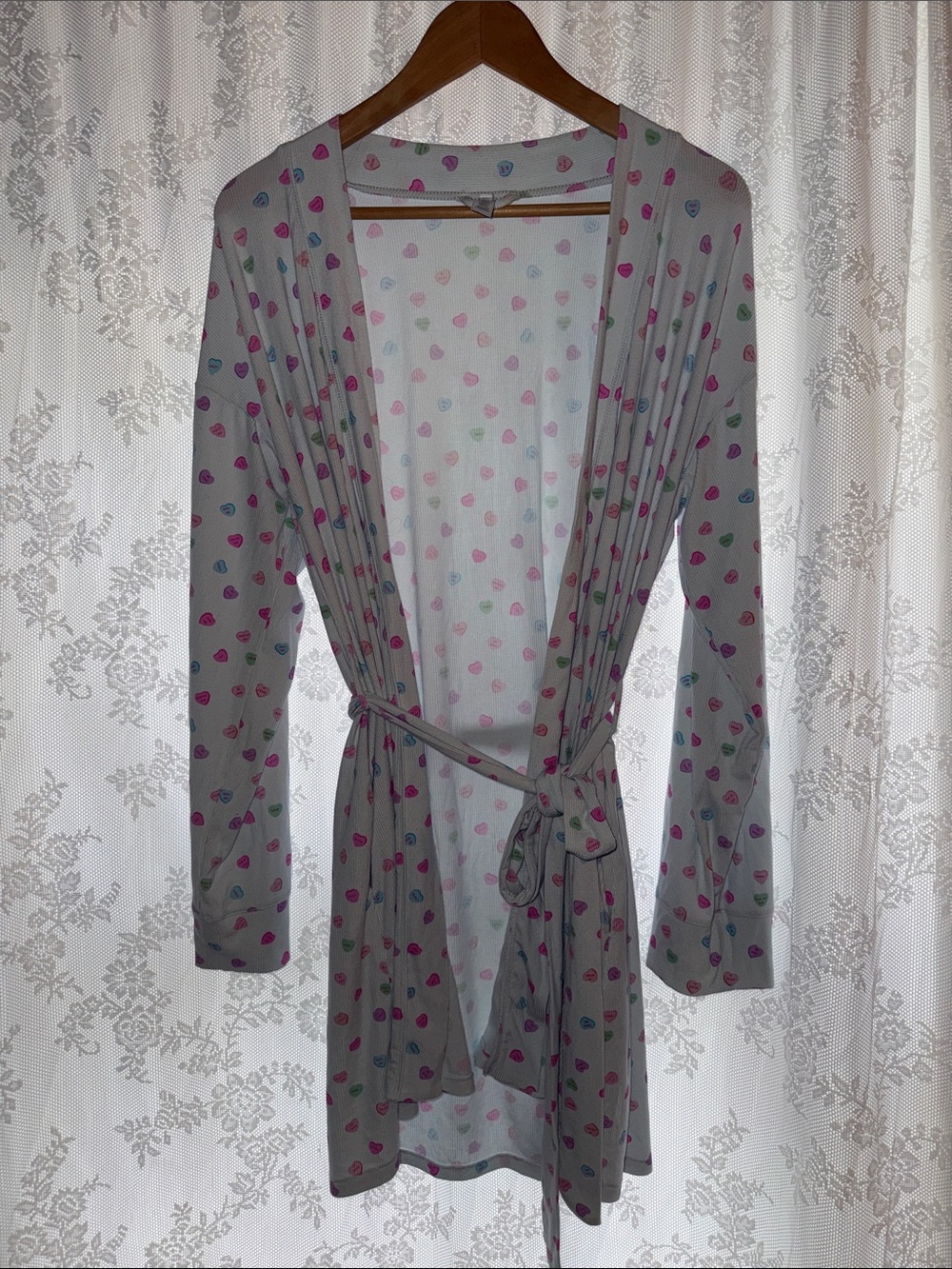 Skims Women's Heart-Print Light Robe - Pink/Blue Hearts